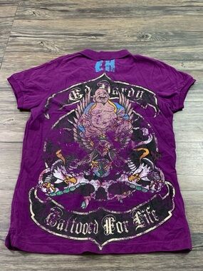 Ed Hardy Tattooed For Life Polo Y2K Sz S